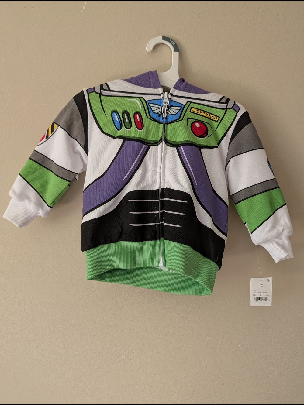 Buzz Lightyear Green & White Kids Sherpa Zip Up Jacket